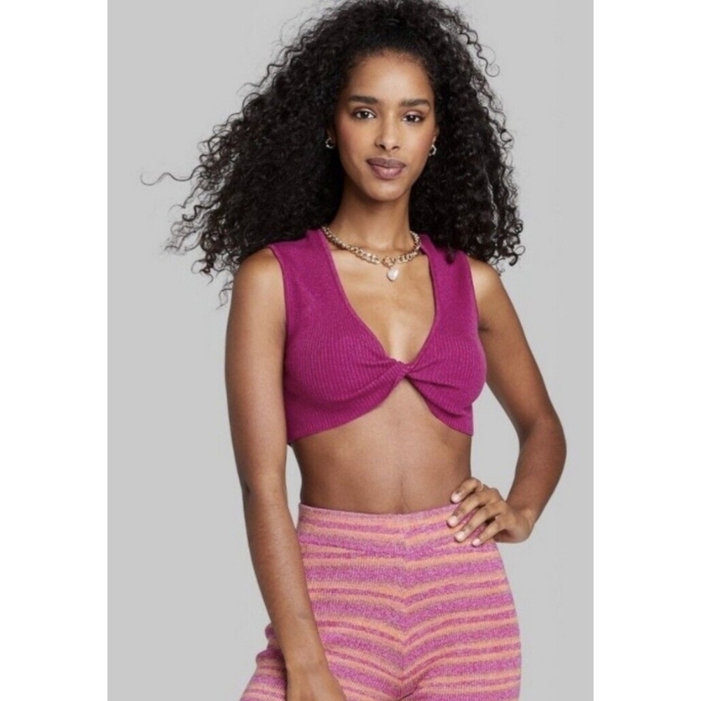 Wild Fable Reversible Twist Cropped Sweater Tank Top